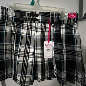Justice Black, White, and Blue Plaid Skirt